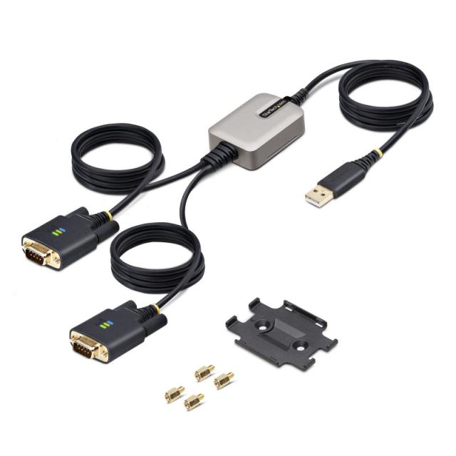 StarTech.com - 2P6FFC-USB-SERIAL cambiador de género para cable USB-A 2 x DB-9 RS-232 Negro, Gris