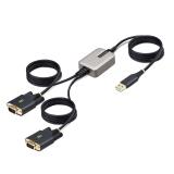 StarTech.com - 2P6FFC-USB-SERIAL cambiador de género para cable USB-A 2 x DB-9 RS-232 Negro, Gris