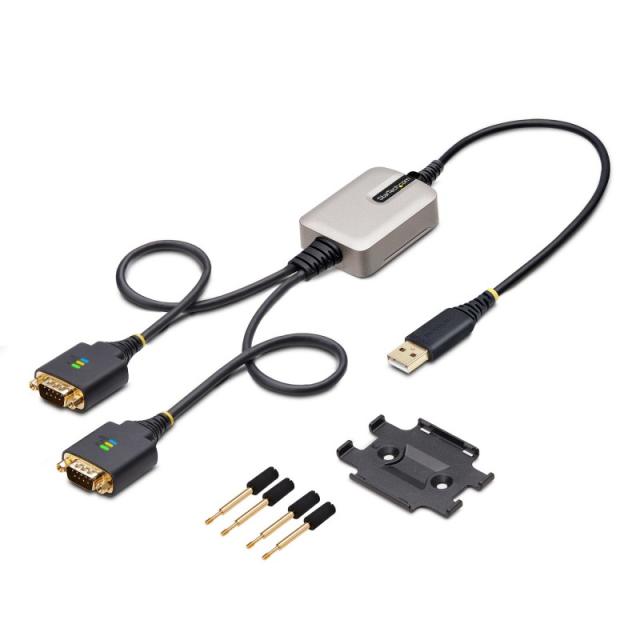 StarTech.com - Cable Adaptador USB a 2 Puertos Serie de 60cm - Cable Conversor USB a Serial - Retención COM - FTDI - Protección
