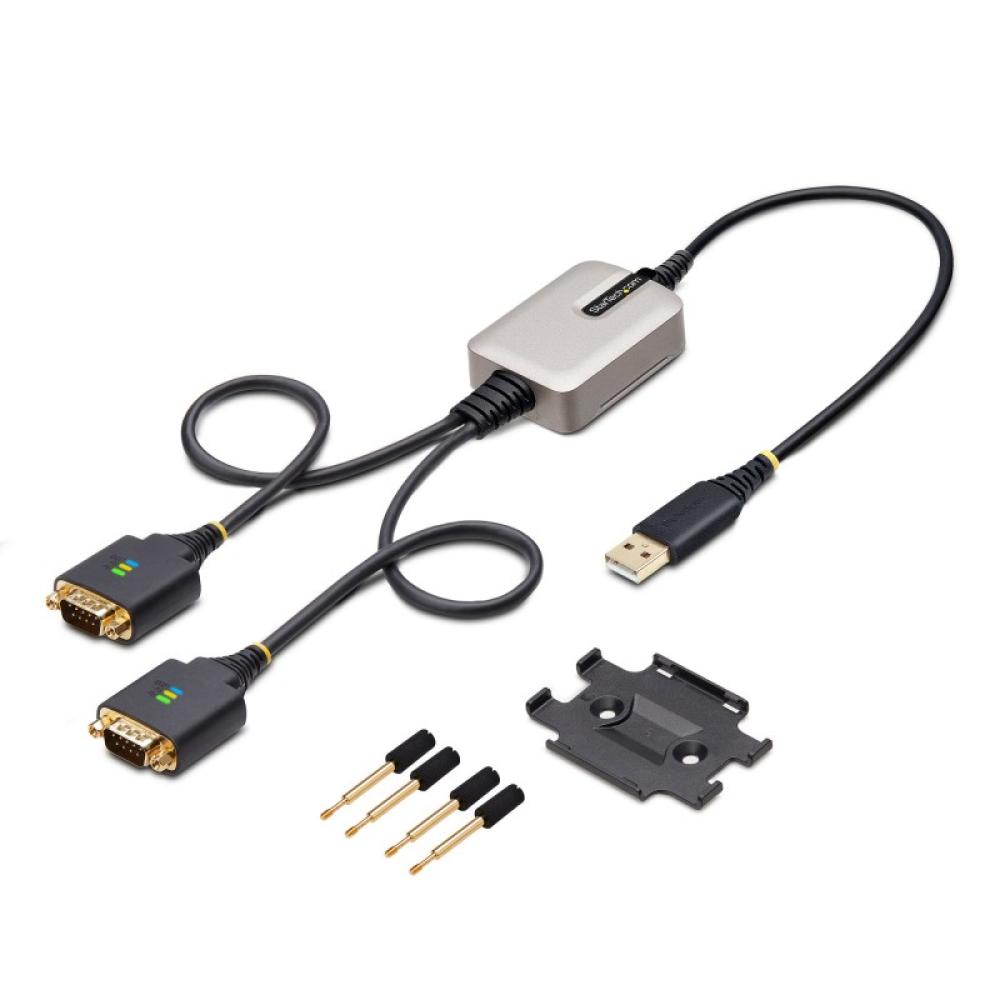 StarTech.com - Cable Adaptador USB a 2 Puertos Serie de 60cm - Cable Conversor USB a Serial - Retención COM - FTDI - Protección