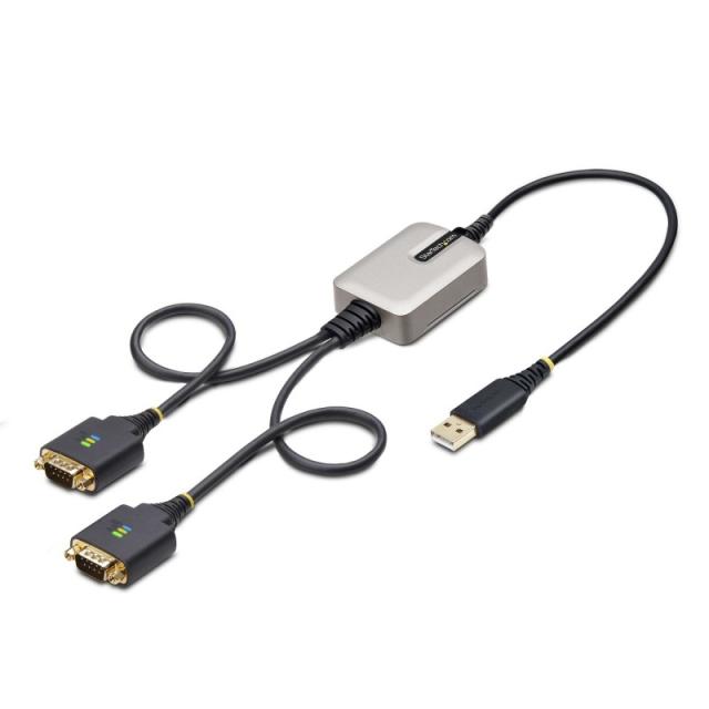 StarTech.com - Cable Adaptador USB a 2 Puertos Serie de 60cm - Cable Conversor USB a Serial - Retención COM - FTDI - Protección