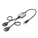 StarTech.com - Cable Adaptador USB a 2 Puertos Serie de 60cm - Cable Conversor USB a Serial - Retención COM - FTDI - Protección