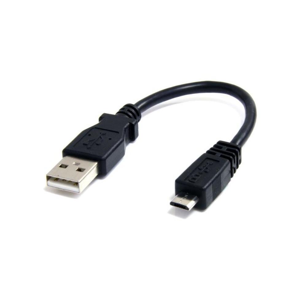 StarTech.com - Cable Adaptador de 15cm USB A Macho a Micro USB B Macho para Teléfono Móvil Carga y Datos - Negro