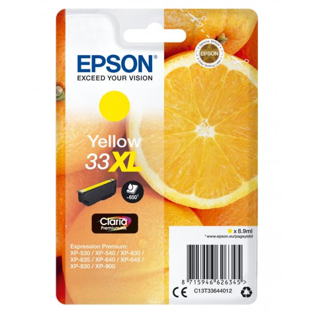 Epson - Oranges Singlepack Yellow 33XL Claria Premium Ink