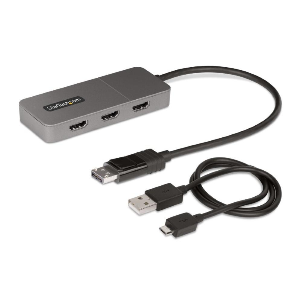 StarTech.com - Hub MST de 3 Puertos - Multiplicador Divisor DisplayPort a 3 Puertos HDMI 4K60Hz - Adaptador Gráfico DP 1.4 Multi