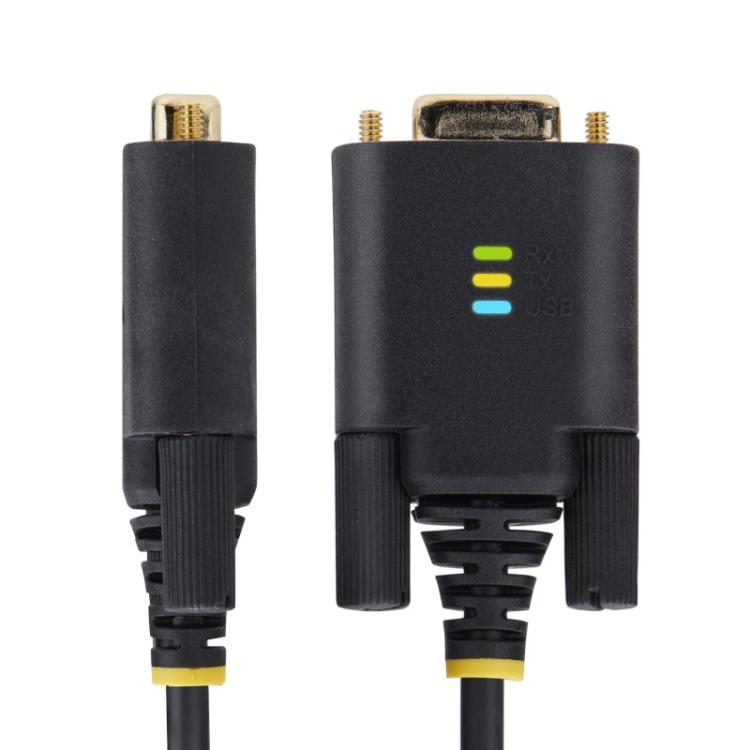StarTech.com - Cable Adaptador USB a Serie de 3m - Retención COM - FTDI - USB a DB9 RS232 Serial - Tornillos Intercambiables - P