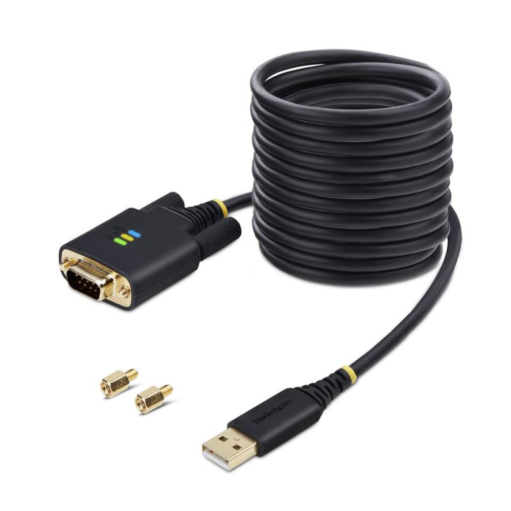 StarTech.com - Cable Adaptador USB a Serie de 3m - Retención COM - FTDI - USB a DB9 RS232 Serial - Tornillos Intercambiables - P