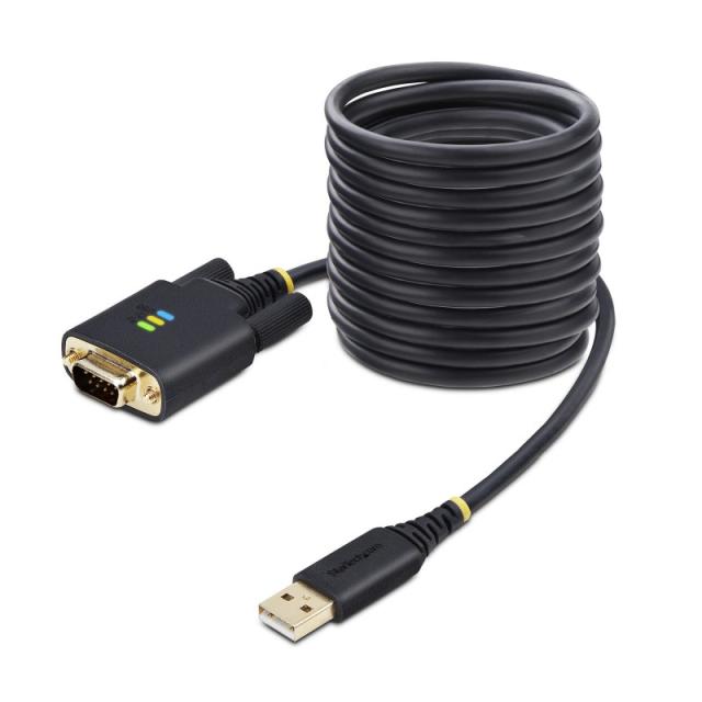 StarTech.com - Cable Adaptador USB a Serie de 3m - Retención COM - FTDI - USB a DB9 RS232 Serial - Tornillos Intercambiables - P