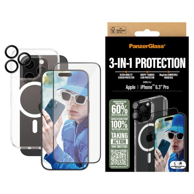 PanzerGlass - 3-in-1 Protection Bundle iPhone 16 Pro Protector de pantalla Apple 1 pieza(s)