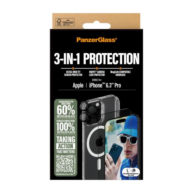PanzerGlass - 3-in-1 Protection Bundle iPhone 16 Pro Protector de pantalla Apple 1 pieza(s)