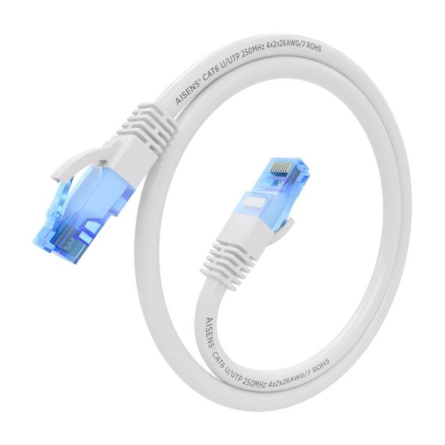 AISENS - Cable De Red Latiguillo RJ45 Cat.6 UTP AWG26 CCA, Blanco, 25 cm