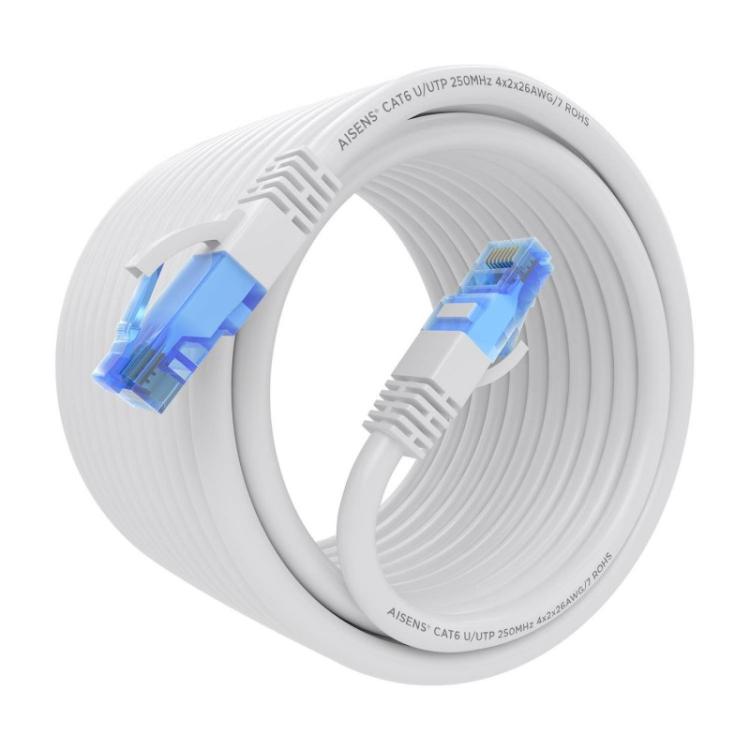 AISENS - Cable De Red Latiguillo RJ45 Cat.6 UTP AWG26 CCA, Blanco, 10 m