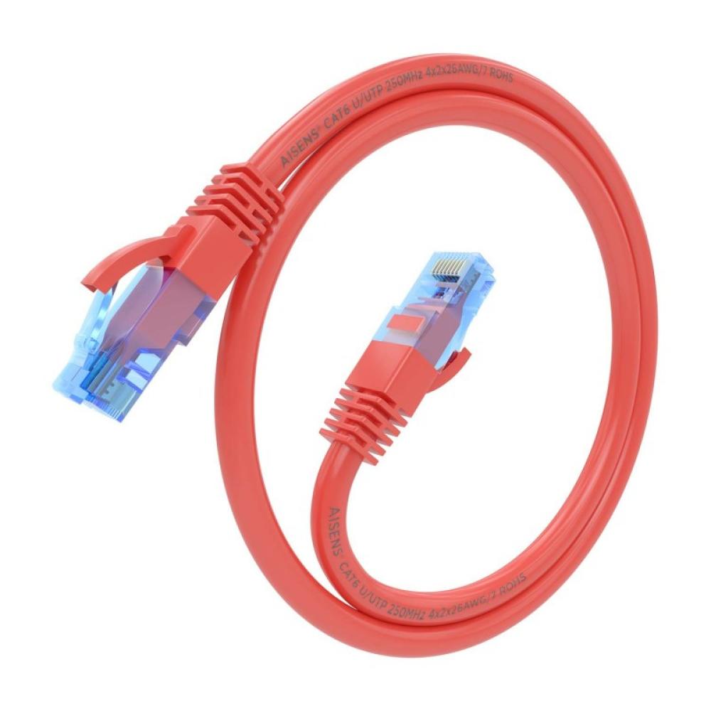AISENS - Cable De Red Latiguillo RJ45 Cat.6 UTP AWG26 CCA, Rojo, 25 cm