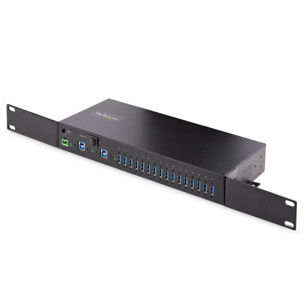StarTech.com - Hub Ladrón USB 3.0 5Gb de 16 Puertos Industrial - Metal - Montaje en Rack/Superficie/DIN - Carga Compartida USB 1