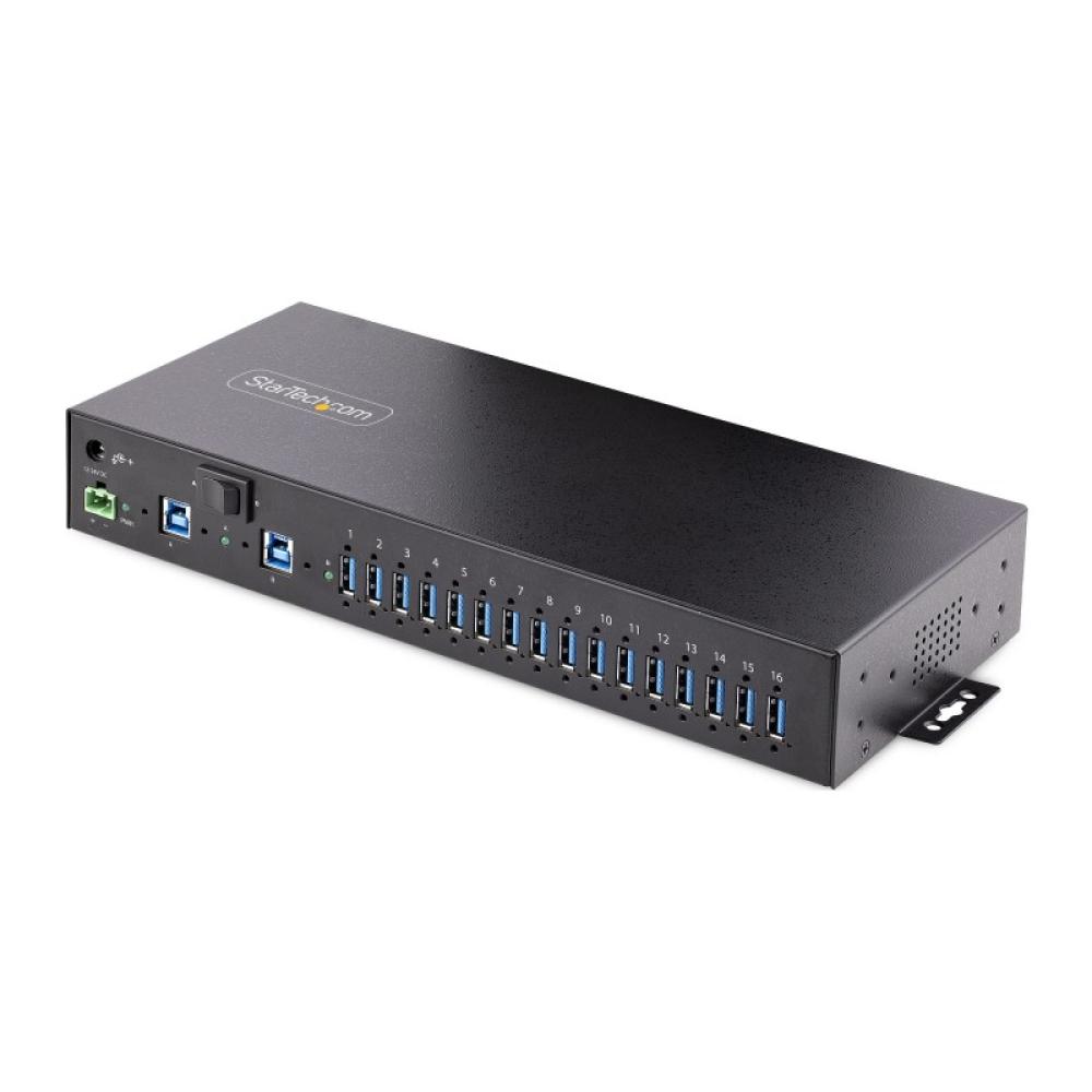 StarTech.com - Hub Ladrón USB 3.0 5Gb de 16 Puertos Industrial - Metal - Montaje en Rack/Superficie/DIN - Carga Compartida USB 1