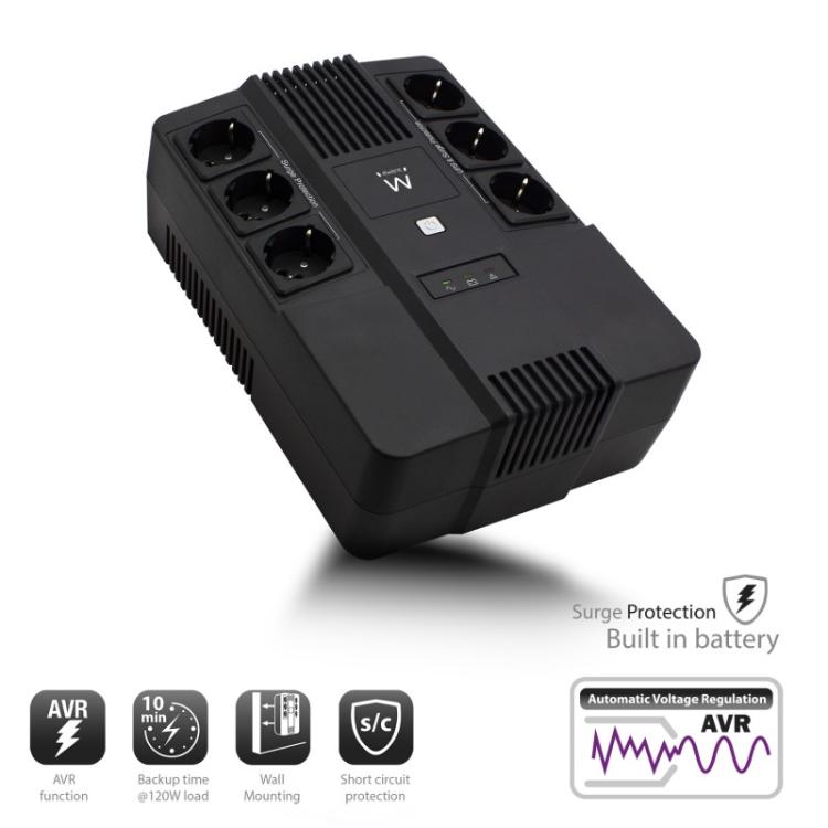 Ewent - EW3945 sistema de alimentación ininterrumpida (UPS) Línea interactiva 0,6 kVA 360 W 1 salidas AC