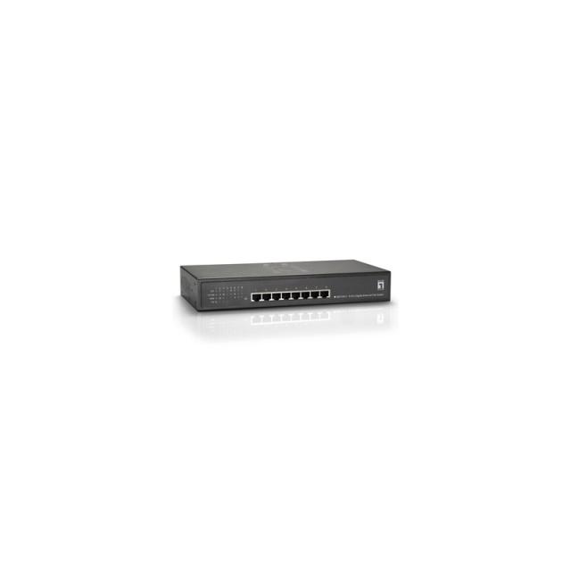 LevelOne - Switch Gigabit Ethernet PoE de 8 puertos, 61.6W, 802.3at PoE+, 4 Puertos PoE