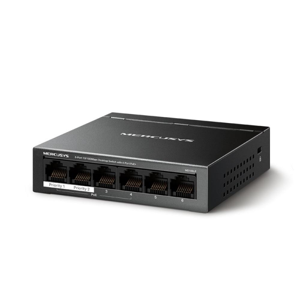 Mercusys - MS106LP switch Gestionado Fast Ethernet (10/100) Energía sobre Ethernet (PoE) Negro