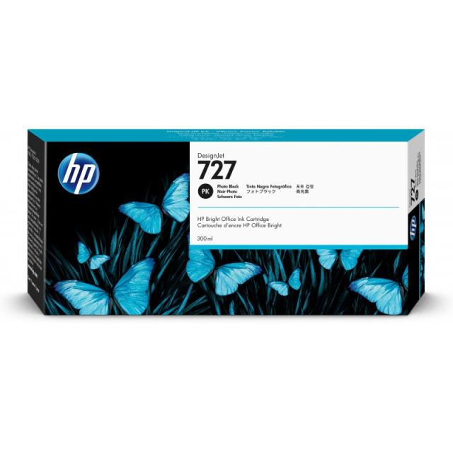 HP - Cartucho de tinta DesignJet 727 negro fotográfico de 300 ml