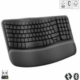 Logitech - Wave Keys, teclado ergonómico inalámbrico con reposamanos acolchado, escritura cómoda y natural, Easy-Switch, Bluetoo