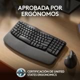 Logitech - Wave Keys, teclado ergonómico inalámbrico con reposamanos acolchado, escritura cómoda y natural, Easy-Switch, Bluetoo