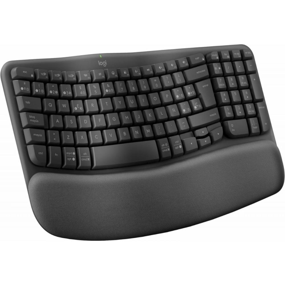 Logitech - Wave Keys, teclado ergonómico inalámbrico con reposamanos acolchado, escritura cómoda y natural, Easy-Switch, Bluetoo