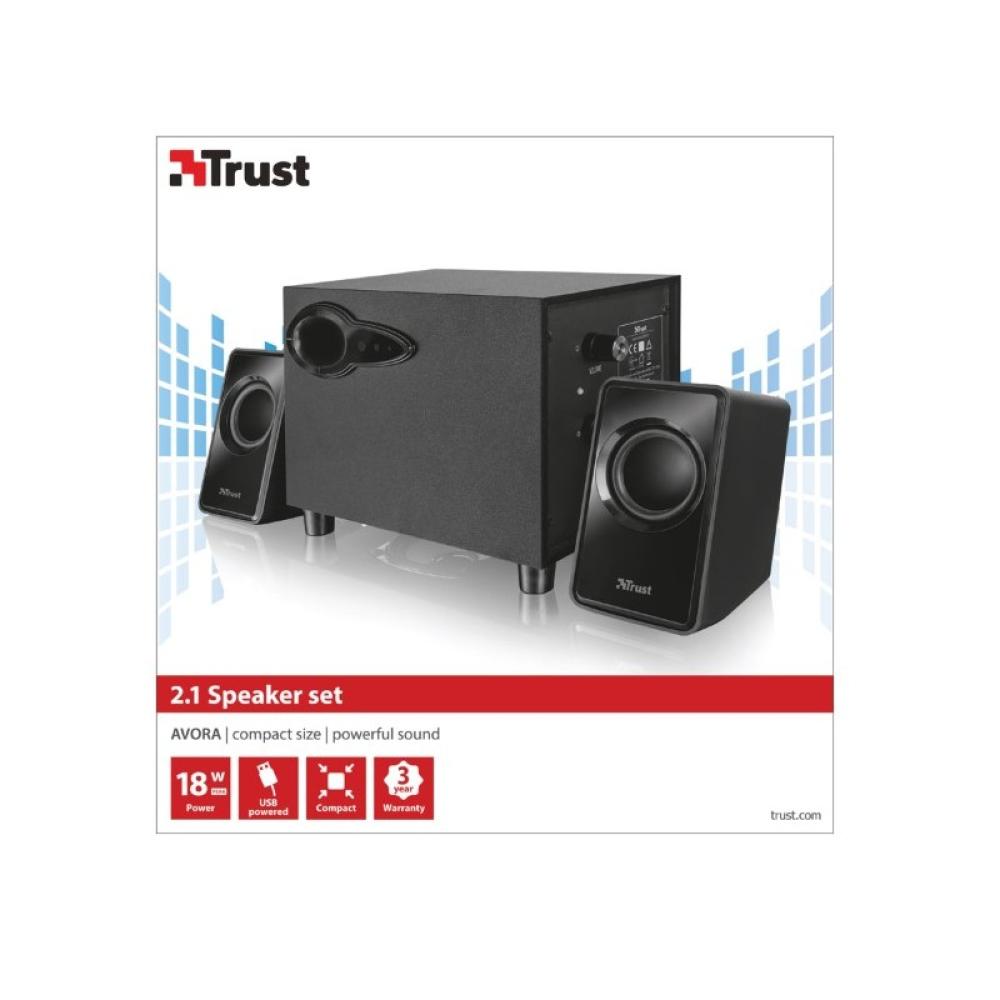 Trust - Avora 2.1 conjunto de altavoces 9 W PC Negro 2.1 canales De 2 vías