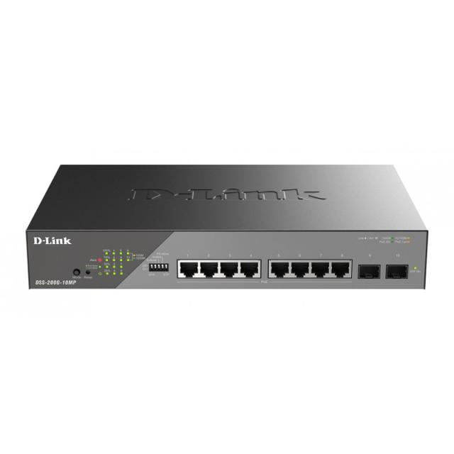 D-Link - DSS-200G-10MP/E switch Gestionado L2 Gigabit Ethernet (10/100/1000) Energía sobre Ethernet (PoE) 1U Gris