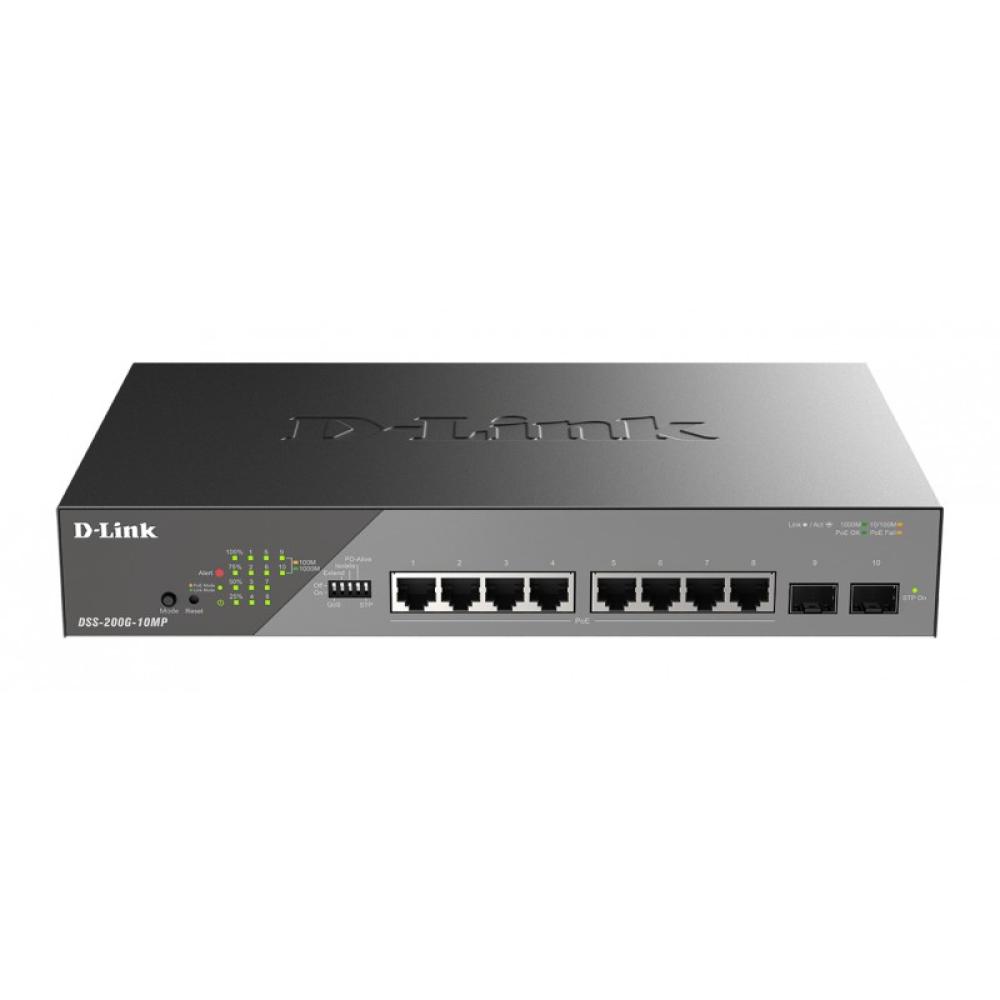 D-Link - DSS-200G-10MP/E switch Gestionado L2 Gigabit Ethernet (10/100/1000) Energía sobre Ethernet (PoE) 1U Gris