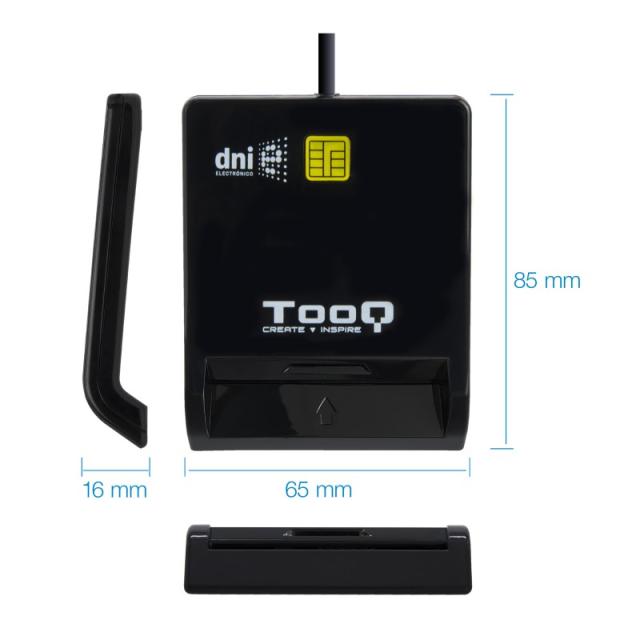 TooQ - Lector de Tarjetas Inteligentes DNIe SIM USB-C, Negro