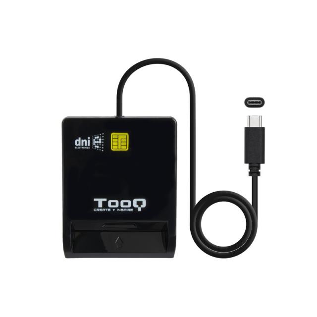 TooQ - Lector de Tarjetas Inteligentes DNIe SIM USB-C, Negro