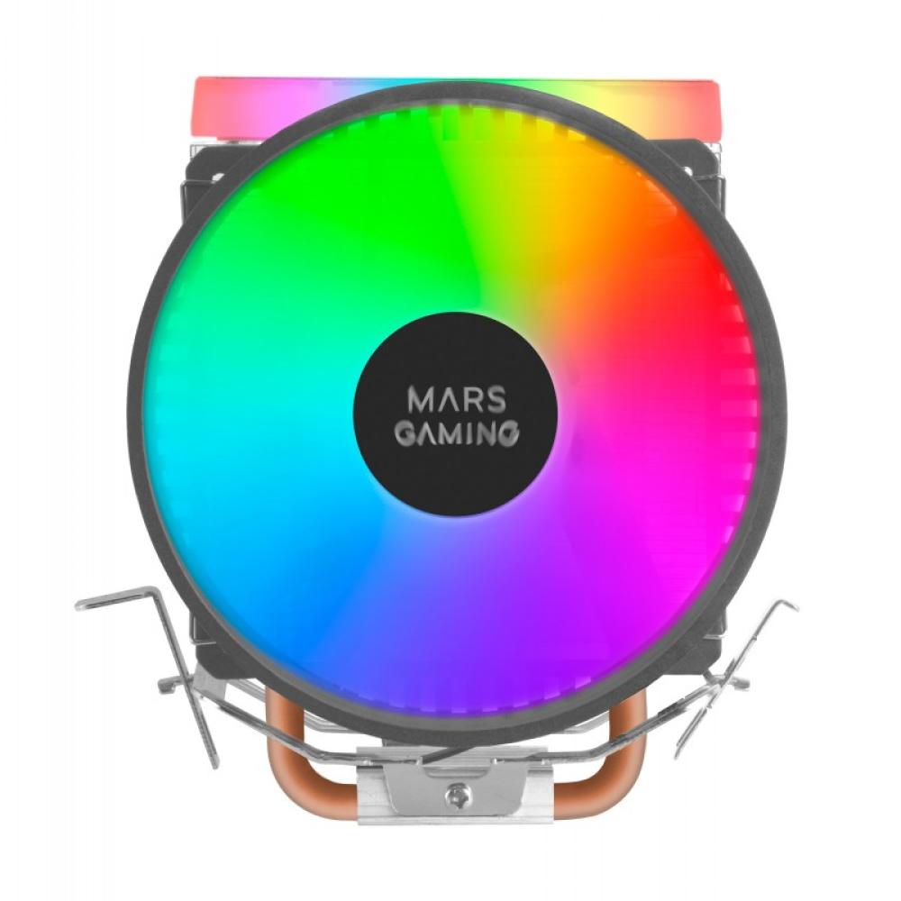 Mars Gaming - MCPU33, Disipador CPU Dual FRGB, 3 Heatpipes HCT, TDP 140W, Ventilador Ultra-silencioso PWM 11 cm, Color Negro