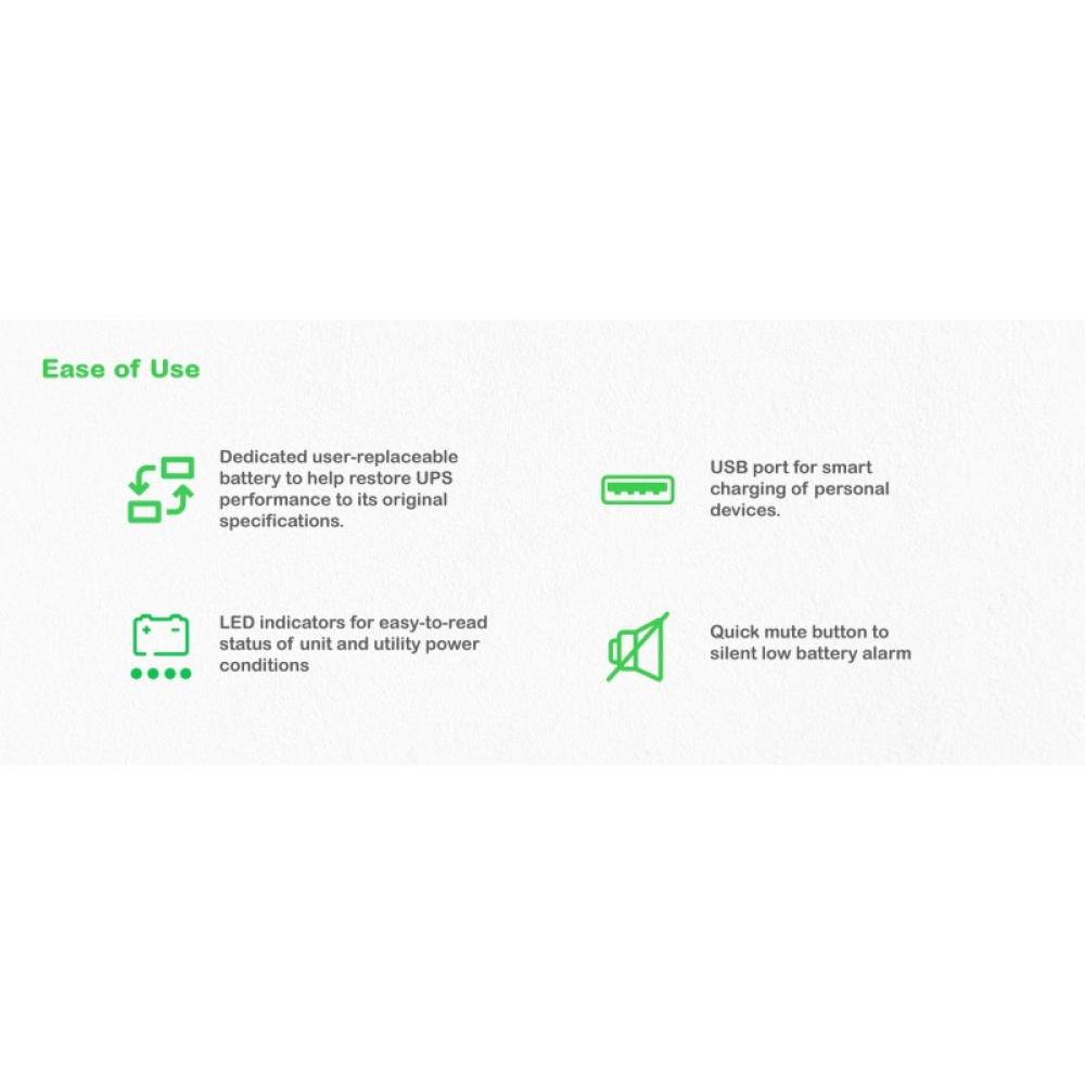 APC - BE500G2-GR sistema de alimentación ininterrumpida (UPS) En espera (Fuera de línea) o Standby (Offline) 0,5 kVA 300 W