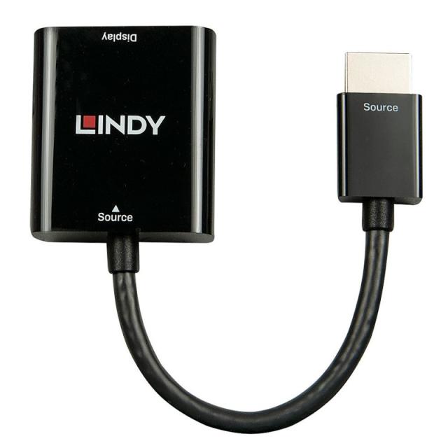 Lindy - 38291 adaptador de cable de vídeo 0,1 m HDMI tipo A (Estándar) VGA (D-Sub) Negro