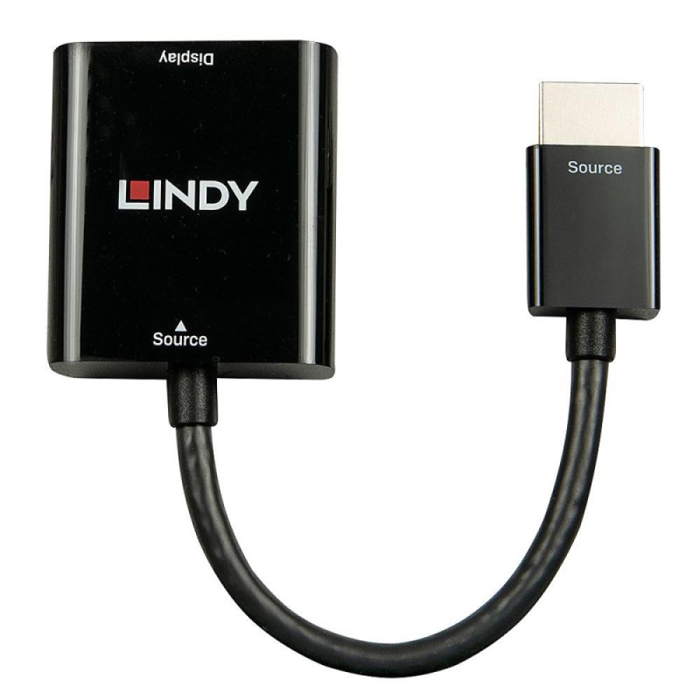 Lindy - 38291 adaptador de cable de vídeo 0,1 m HDMI tipo A (Estándar) VGA (D-Sub) Negro