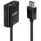 Lindy - 38291 adaptador de cable de vídeo 0,1 m HDMI tipo A (Estándar) VGA (D-Sub) Negro