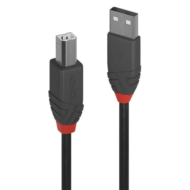 Lindy - 36670 cable USB USB 2.0 0,2 m USB A USB B Negro, Gris