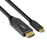 Lindy - 43369 adaptador de cable de vídeo 3 m USB Tipo C HDMI tipo A (Estándar) Negro