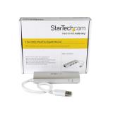 StarTech.com - Hub Ladrón USB 3.0 de 3 Puertos con Adaptador de Red Ethernet Gigabit - Hub Concentrador USB-A - Alimentado por e