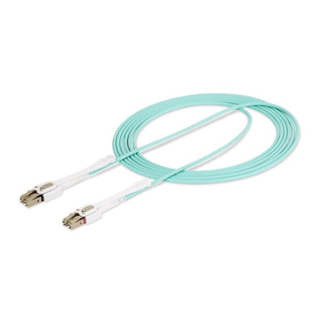 StarTech.com - Cable de Fibra Óptica Multimodo LC a LC (UPC) OM4 de 3m - con Pestillos - 50/125µm - Redes de 100G - Resistente a