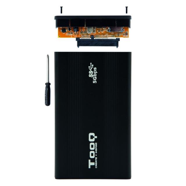 TooQ - TQE-2524B caja para disco duro externo Caja de disco duro (HDD) Negro 2.5"