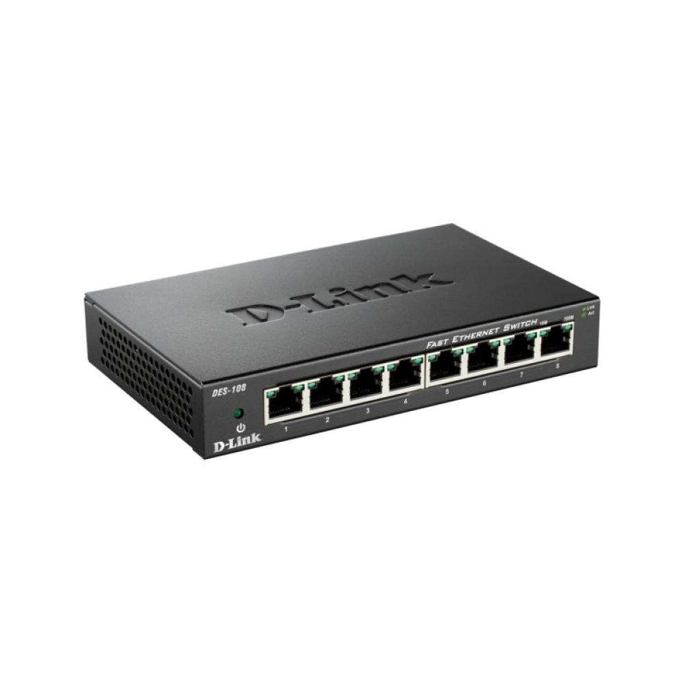 D-Link - DES-108 switch No administrado L2 Gigabit Ethernet (10/100/1000) Escritorio Negro