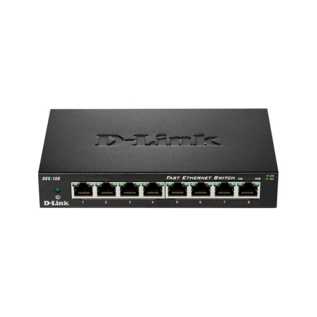 D-Link - DES-108 switch No administrado L2 Gigabit Ethernet (10/100/1000) Escritorio Negro