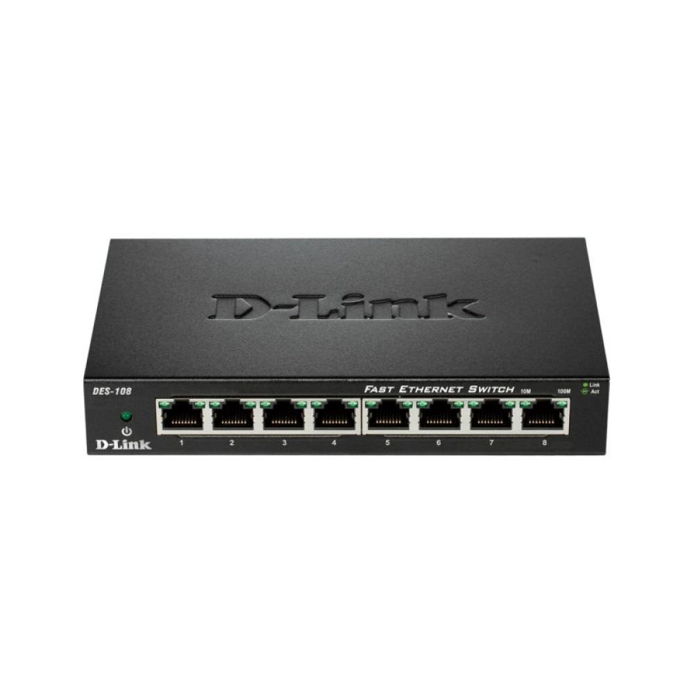 D-Link - DES-108 switch No administrado L2 Gigabit Ethernet (10/100/1000) Escritorio Negro