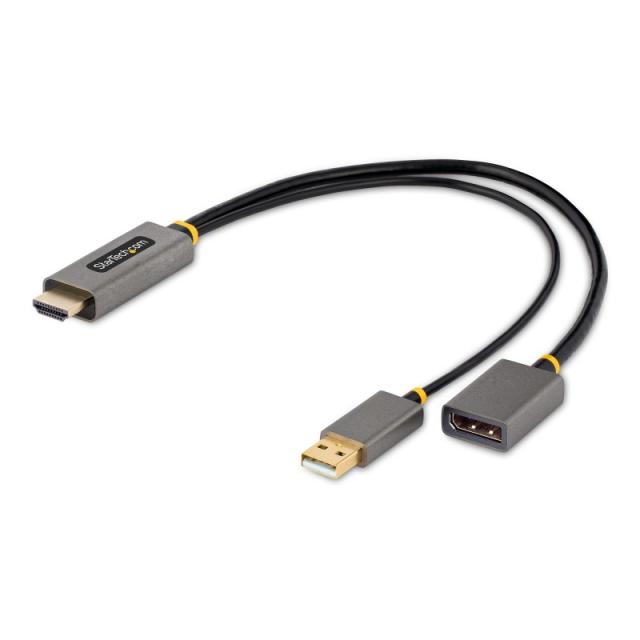 StarTech.com - Cable 30cm Adaptador HDMI a DisplayPort - Activo - 4K 60Hz - Conversor HDMI 2.0 a DP 1.2 - HDR - Alimentado por e