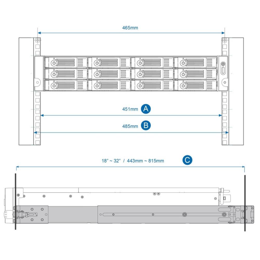 QNAP - RAIL-B02 accesorio de bastidor Kit de carriles de rack