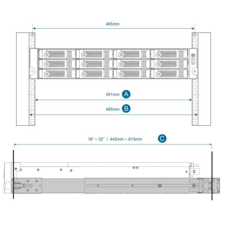 QNAP - RAIL-B02 accesorio de bastidor Kit de carriles de rack