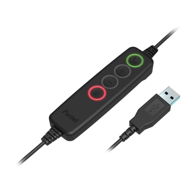 Axtel - VOICE UC28 stereo USB-A Auriculares Alámbrico Diadema Oficina/Centro de llamadas USB tipo A Negro
