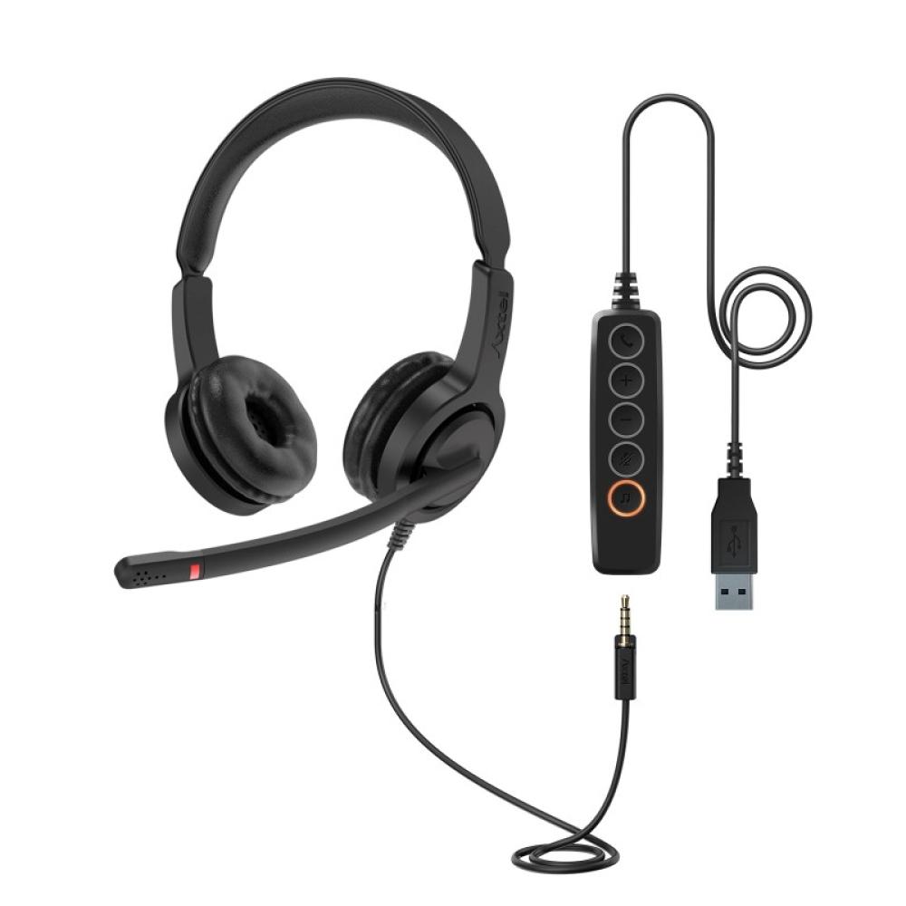 Axtel - VOICE UC28-35 stereo USB-A Auriculares Alámbrico Diadema Oficina/Centro de llamadas USB tipo A Negro