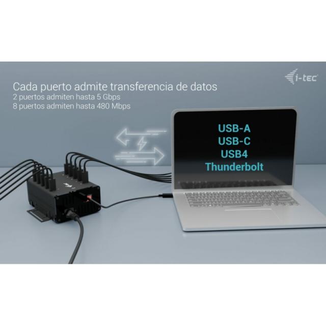 i-tec - USB-C/USB-A Metal Charging + data HUB, 15W per port, 10x USB-C